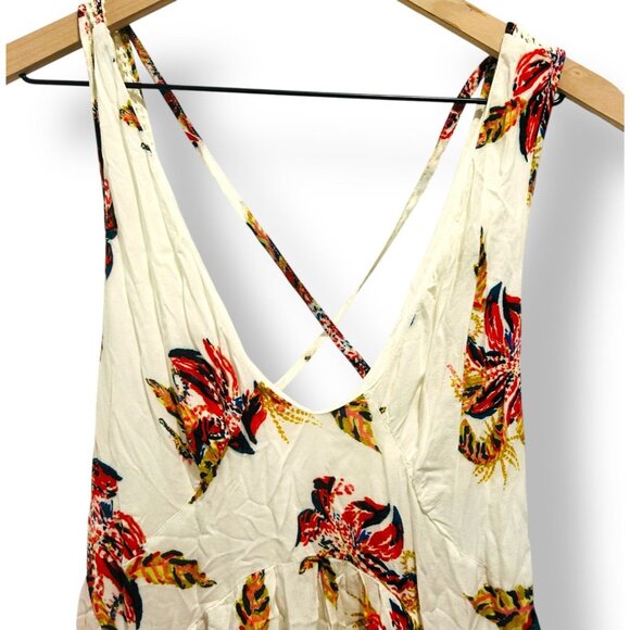 Free People Thought I Was Dreamin Boho Floral Mesh Strappy Back Mini Dress XS - Picture 9 of 15